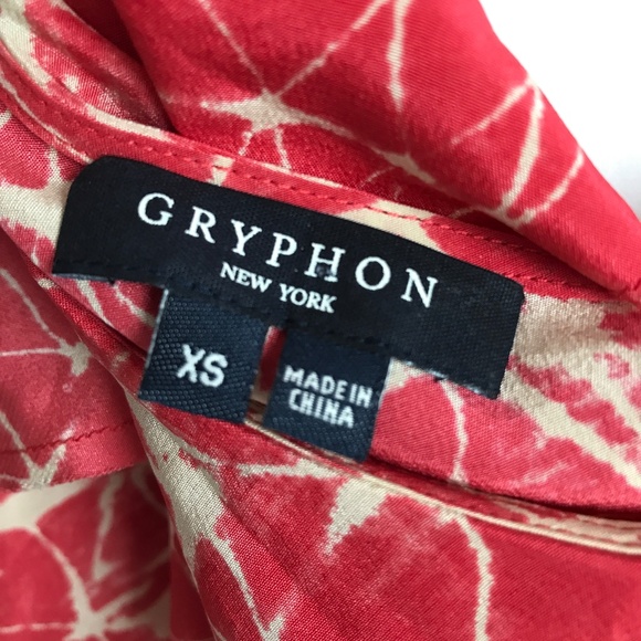 Gryphon Silk One Shoulder Ruffle Red Crop Blouse Womens XS - Picture 8 of 10